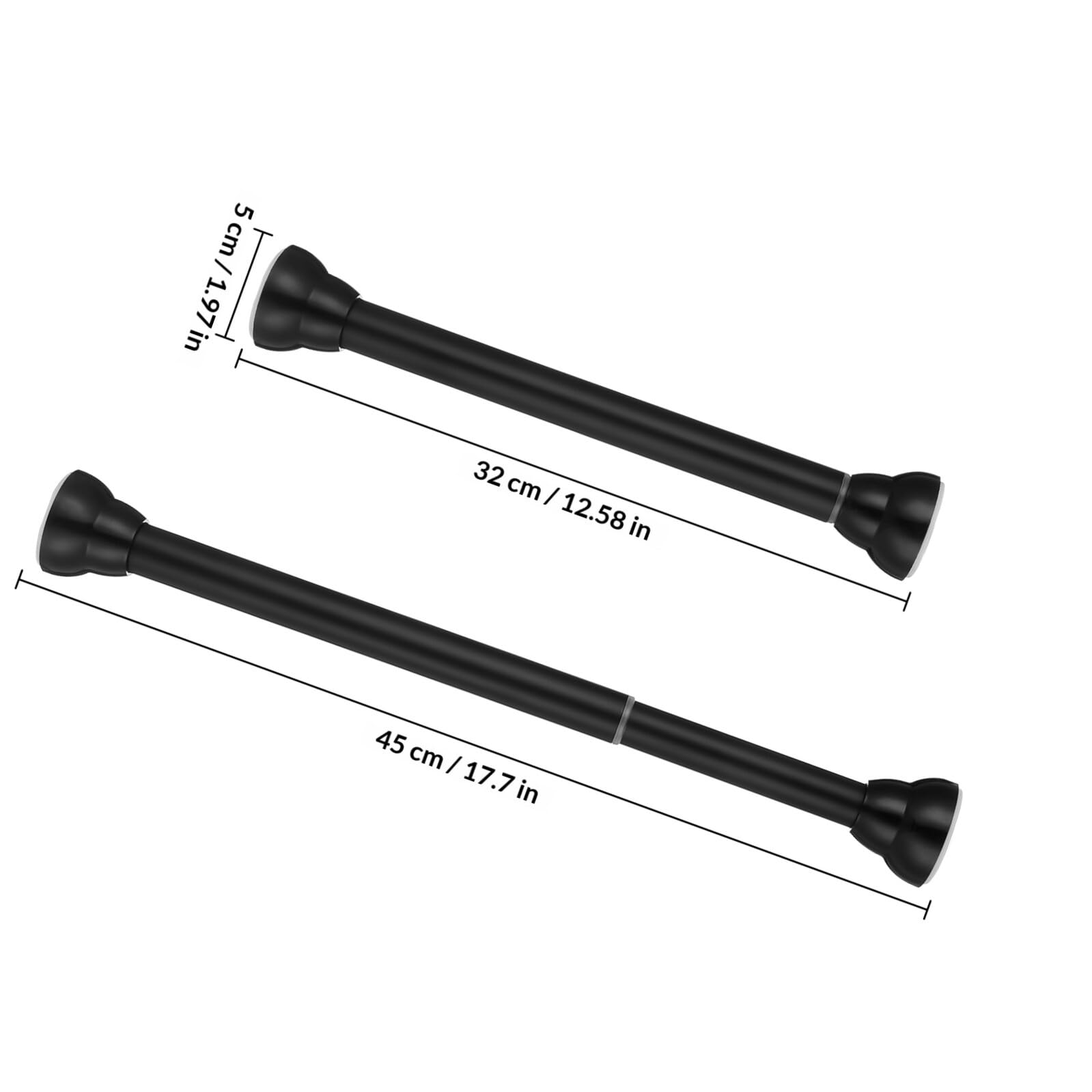 minkissy Barra Telescópica para Cortina de Ducha Negra Ajustable 30-45 Cm, Barra de Cortina de Tensión sin Taladro para Baño y Tendedero Interior