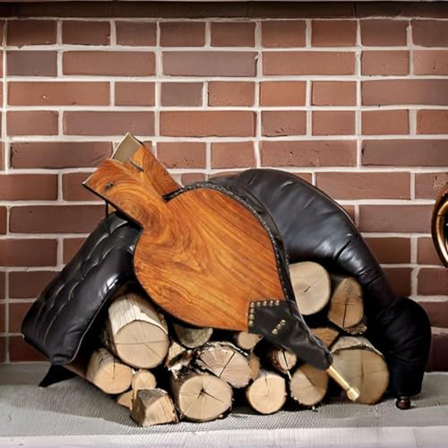 Oakestry Lodge Fireplace Bellows Hardwood & Leather Handheld Air Blower with Brass Nozzle Durable Wood Fire Starter for Indoor Outdoor Fireplaces BBQs & Campfires Black & Brass Design