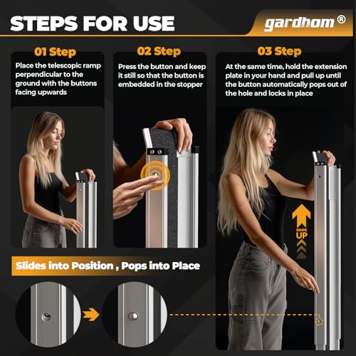 gardhom 5FT Telescopic Wheelchair Ramps 272KG Capacity Aluminum Portable Ramps for Wheelchairs with Carrying Bag for Home Front Door Stair Steps, 2PCS