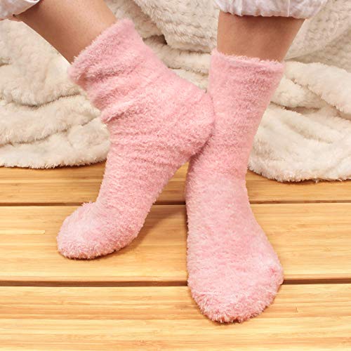 Image of BambooMN Women's Super Soft and Cozy Feather Light Fuzzy Socks - Multiple Color Options - Two Sizes - Value Packs