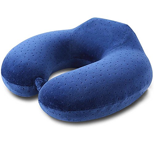 MIKLL Coussin de Voyage,Coussin de Voyage en Mousse à mémoire de Forme?Oreiller de Voyage pour Le Cou Durant Les Vols et Voyages, Design Ergonomique,Coussin Nuque, Blue