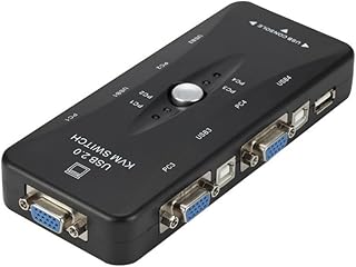 USB VGA KVM Switch 4 in 1 Out 4 Port Computer Host Laptop Shared USB Keyboard Mouse Monitor with 1 Hub Switch Box Selector 1920@1080P
