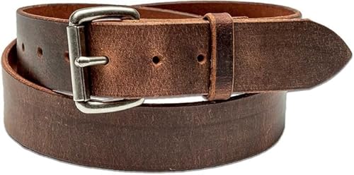 Distressed Leather Belt, Worn Leather Look, 100% Full Grain Leather