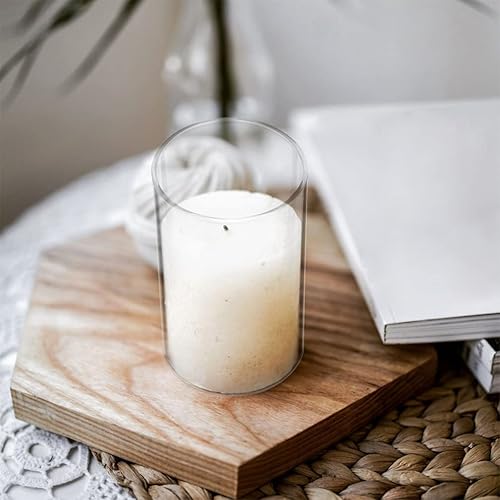 Miniatura 5 de Beavorty 3 piezas de pantalla de vidrio para la chimenea cubierta transparente de extremo abierto portavelas de vidrio transparente pantalla de tubo