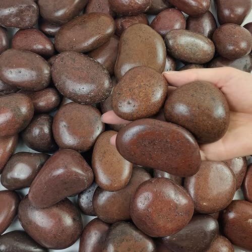 Image of FANTIAN 5 lbs Red River Rocks, 2-3 Inch Large Pebbles for Indoor Plants, Decorative Rocks Stones for Landscaping, Vases, Aquariums, Fountains, Pathways, Backyard and Garden