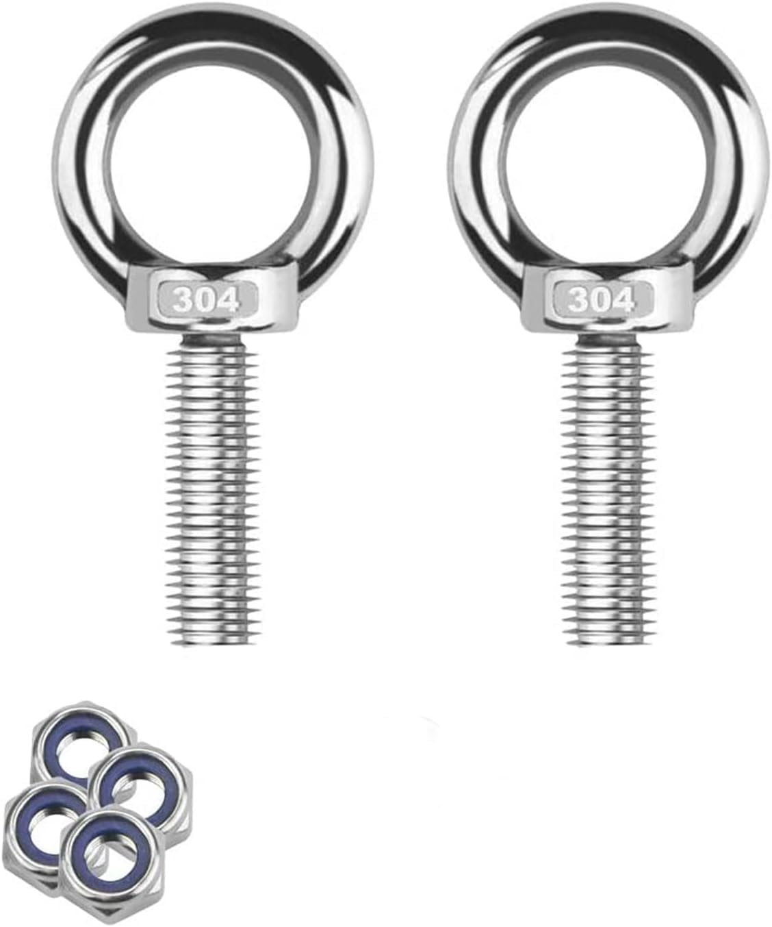 M6 Bulloni ad Occhiello,Bulloni ad Anello in Acciaio Inox 304 M6 x 35 con Dado di Bloccaggio – Set da 2 Bulloni per Sollevamento e Trasporto, Resistente alla Corrosione, Facile da Installare