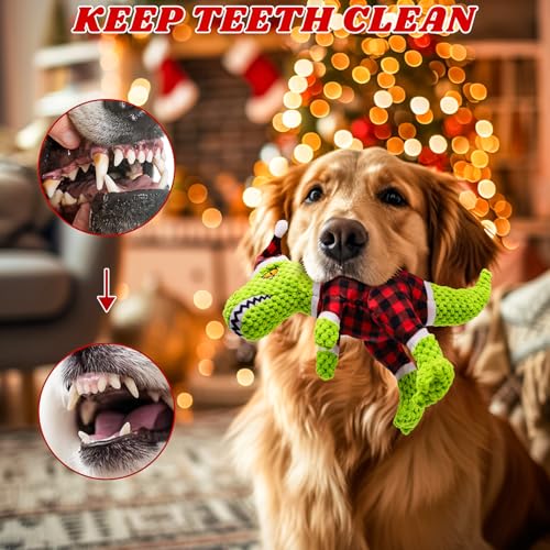 Juguete de peluche de dinosaurio para perros Navidad miniatura 3