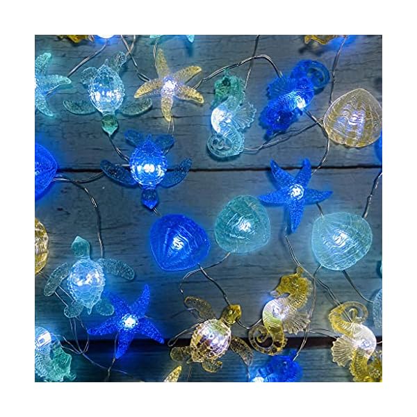 Ocean themed string lights marine life night lights beach décor sea turtle seahorse starfish clam decorative lights battery operated usb plug in 30led 10ft christmas tree ornaments holiday bedroom - image 5