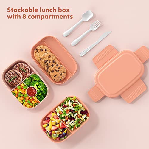 Image of Bento Box Adult Lunch Box,3 Stackable Bento Lunch Containers for Adults