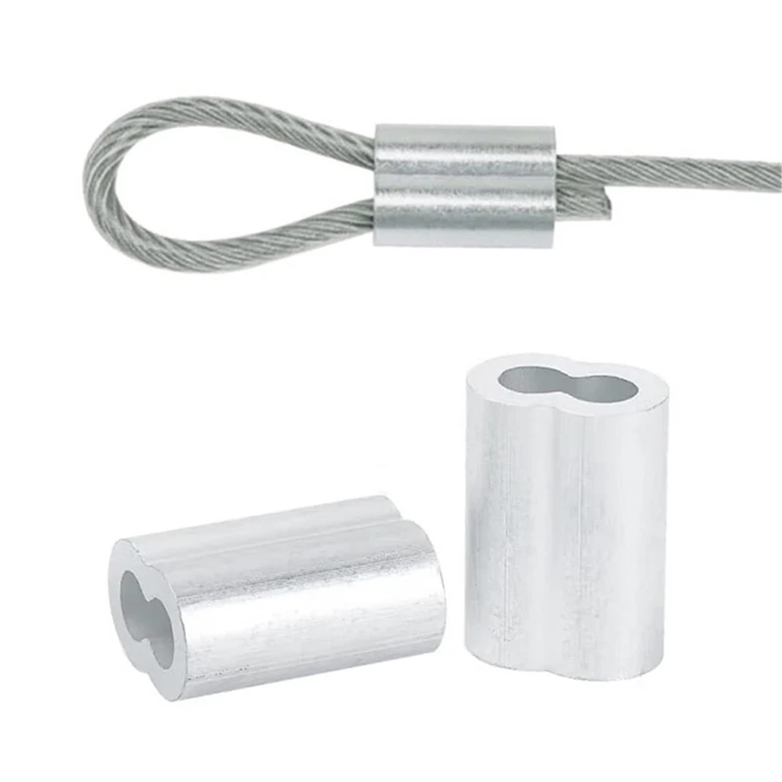 Anello a crimpare in alluminio, Confezione di manicotti a crimpare for cavi in ​​alluminio a doppio foro, puntali M1-M12(M3 200pcs)