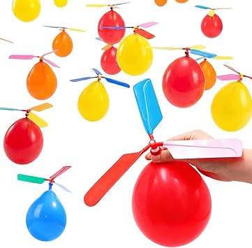 Balloon Helicopter Flying Toy, Easy Assembly Outdoor Party Gift for Adults, Fun Science Flying Toys for Birthday Party Easter Goodie Bags 6pcs