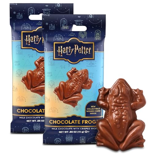Jelly Belly Harry Potter Schokofrosch 2er Pack (2x15g) mit Sammelkarte von berühmten Hexen und Zauberern Milchschokolade mit Puffreis