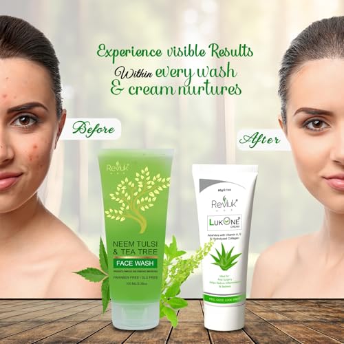 Image of Skin Care Combo - Lukone Aloe Vera Cream 60g and Neem Tulsi Tea Tree Face Wash 100ml, Natural Herbal Care for All Skin Types