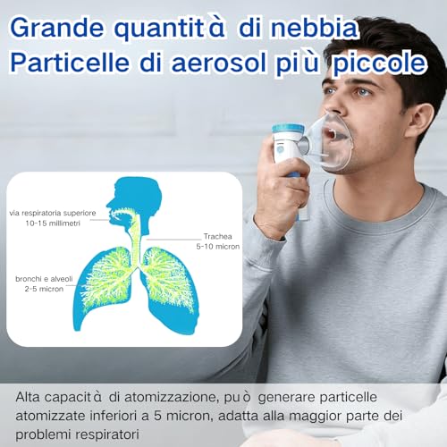 Aerosol Portatile Silenzioso, Macchina Aerosol Per Adulti E Bambini, Apparecchio Aerosol Dotato Di Due Maschere E Ugelli, Nebulizzatore Aerosol Adatto Per Uso Domestico E Viaggio - 3