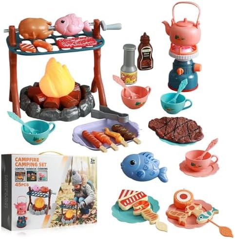 Pretend Play Campfire Toy Set with 45pcs Realistic…