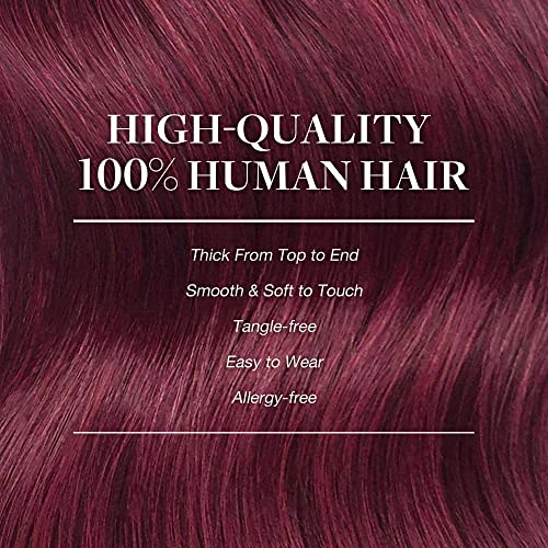 Image of GOO GOO Clip in Hair Extensions Real Human Hair, Remy Human Hair Extensions Clip ins for Women, Natural Human Hair, 18inch 120g 7Pcs, 530 Burgundy