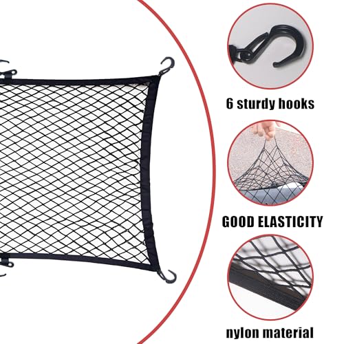 Image of Cargo Net for Utility Folding Wagon, Beach Cart,Trolley Cart, Cover,Garden Cart Cover - Elastic Heavy Duty Nylon Net with 6 Hooks - Outdoor Wagon Accessories (35.5 inchx23.6 inch to 71 inchx47 inch)(6)