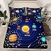 Feelyou Outer Space Bed Sheet Set Boys Universe Planet Bedding Sheets for Kids Boys Girls Galaxy Bedding Fitted Sheet Planet Bed Cover 1 Bed Sheet Set with 1 Pillowcase Twin Size
