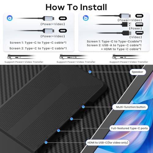 Image of Laptop Screen Extender, 15.6'' 1080P FHD Laptop Monitor Extender with 235Rotation Detachable Dual Monitor, Plug & Play, Triple Screen for 13 inch-17.3 inch Laptops Compatible with Mac /Wins /Android /Dex