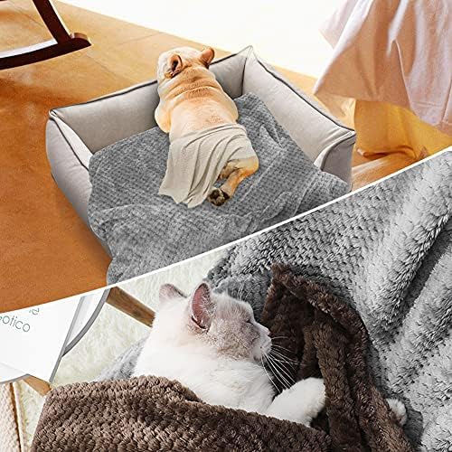 Onarway Dog Blanket Washable 120cm x 200cm Puppy Blanket, Fluffy Fleece Pet Blanket Throw for Puppy Dogs, Cats and Other Medium Large Pets Grey