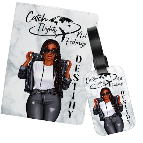 Personalized Black Girl Braids Passport Holder and Luggage