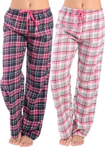 Women Pajama Pants Flannel pants -Womens Sleep Pants Bottoms-2 Pack Plus size
