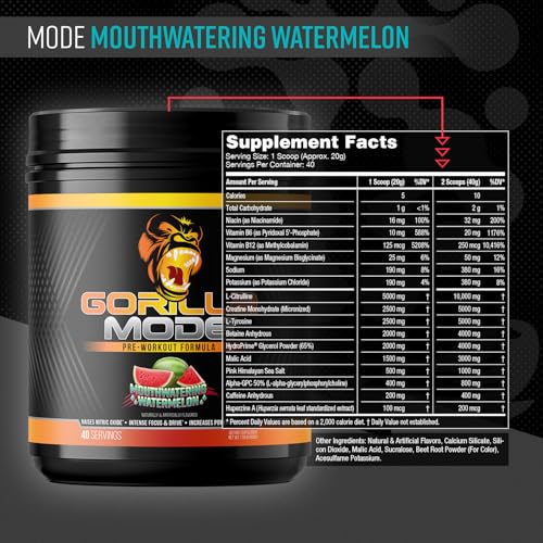 Image of Gorilla Mode Pre Workout - Massive Pumps | 800g (Watermelon)