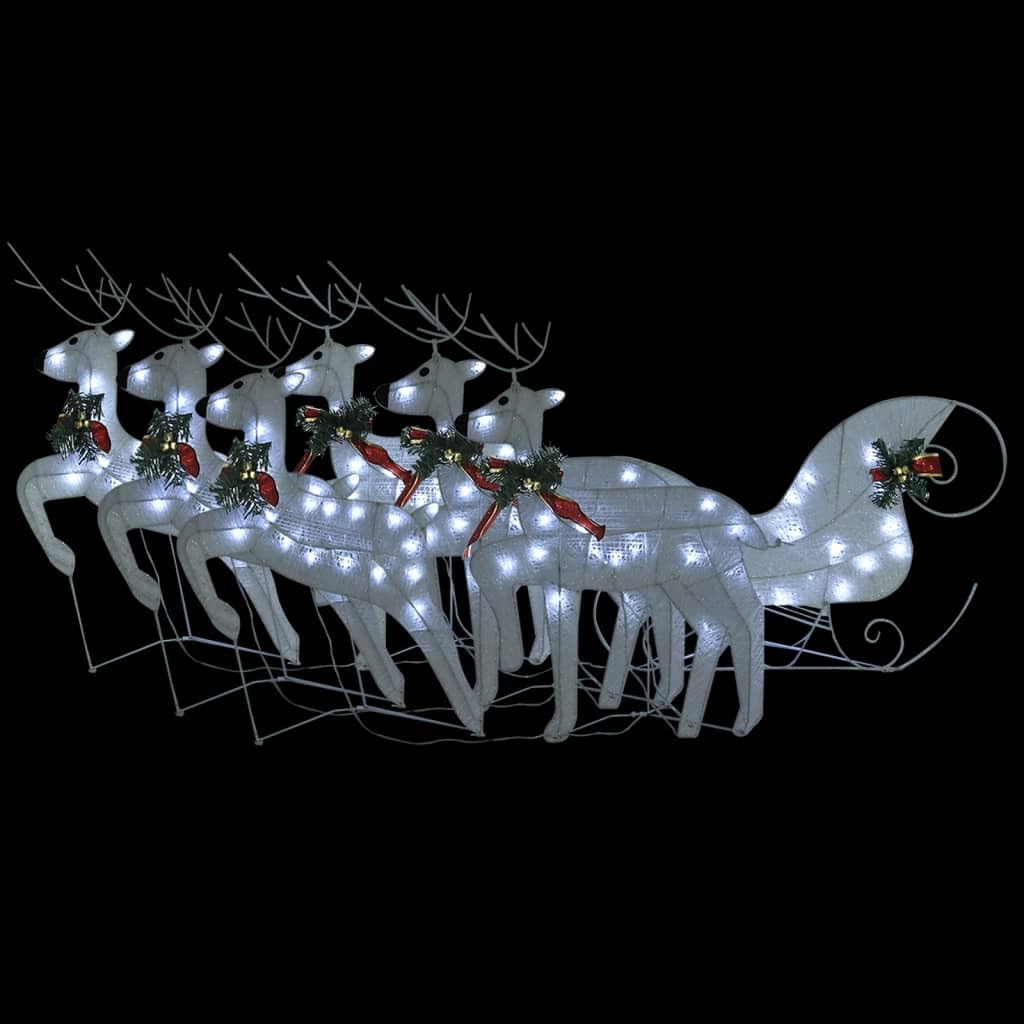 led-lichterketten,lichterkette draht batterie,batterie lichterkette,Rentier mit Schlitten Weihnachtsdekoration 140LEDs Outdoor WeißGeeignet für Patio, Schlafzimmer, Wohnzimmer, Weihnachten