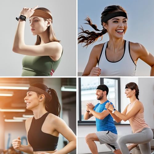 Image of Workout Headbands Non Slip Headband Sport Headbands Sweatbands Elastic Sport Hair Bands for Sports Travel Indoor Fitness Gym