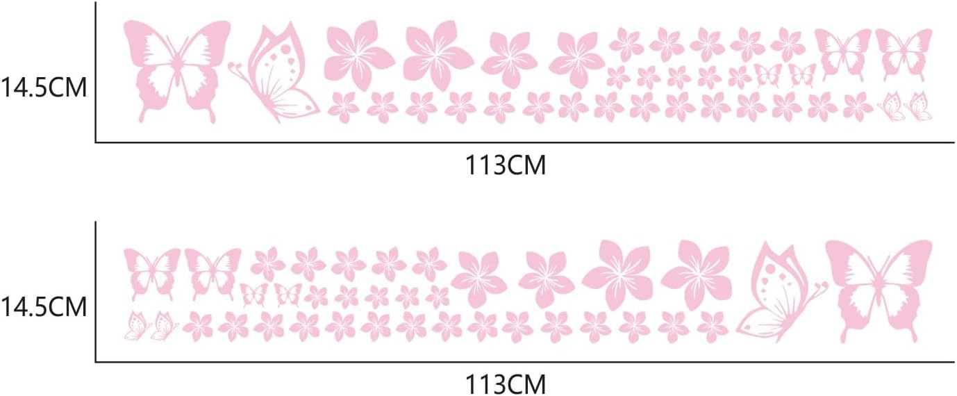 Butterfly Flower Graphic Car Sticker Fun DIY Waterproof Decal for car Door Hood Bumper Windows Motorcycle Laptop Doors and Windows Vinyl Accessories(Pink) 74PCS - Image 3