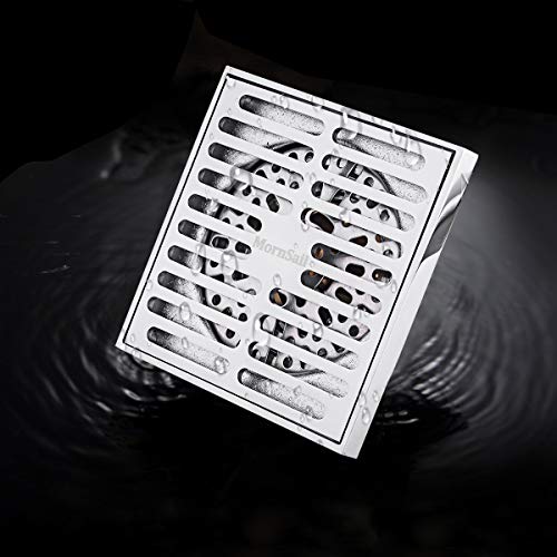 MornSail Square Shower Floor Drain with Tile Insert Grate & Hair Strainer, 4-inch
