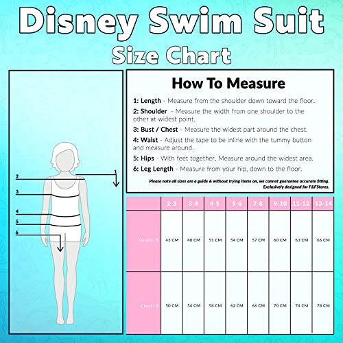 Image of Disney Girls One Piece Swimming Costume, Comfortable Stretchy Swimsuit - Girls Gifts