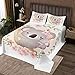 feelingyou Parure de lit 3 pièces pour bébé - Motif koala - Couronne de fleurs roses - Cadeau idéal pour chambre d'enfant et adulte - Avec 2 taies d'oreiller - En polyester doux matelassé