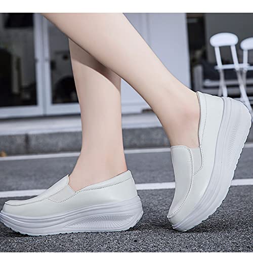 Black Platform Sneakers for Women Casual Slip on Arch Support Hiking Shoes Healthcare Work Leather Nurse Shoe Footwear3