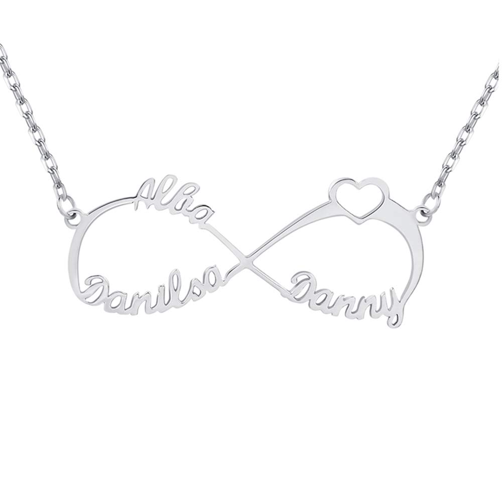 Dreamdecor Custom Infinity Name Necklace,Sterling Silver 2 Name Infinity Necklace Personalized Charm Jewelry Gift for Women