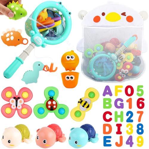 Image of LZZAPJ Baby Bath Toys for Toddlers 1-3, Kid Bathtub Toy with 36 Foam Bath Letter & Number, Fishing Games with Fish Net, Water Pool Toy with Storage Bag, Shower Toy Gift for Boy Girl Infant 1 2 3 4 5 6