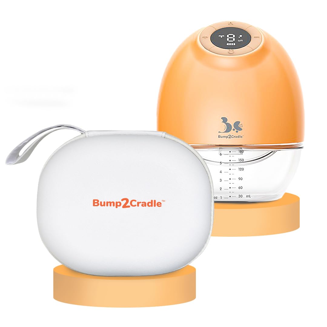 Bump2Cradle | ISO 9001:2015 Certified| No 1 Brand by Doctors and Lactation Experts |Automatic Nipple Corrector Patented Technology -Pump N Go Pro|Model: (B2C 117/Pro) Electric Breast Pump|Soft Cushion|17, 19,21 & 25 mm flanges |3 Modes & 9 Suction Levels|Usb Charging & Cordless Quiet 1 Yr Warranty | Storage bottle with Cap | Free lactation consultation | FREE With premium carry case pack of 1