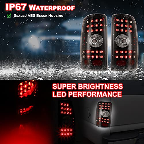 Nixon Offroad Tail Lights For Chevrolet Chevy Suburban Tahoe 2000-2006 / Gmc Yukon 2000-2006 Tail Lamps Led Rear Lights Car Rear Lamps Assembly Replacement 1Pair (Matte Black Housing/Clear Lens) #TOP2