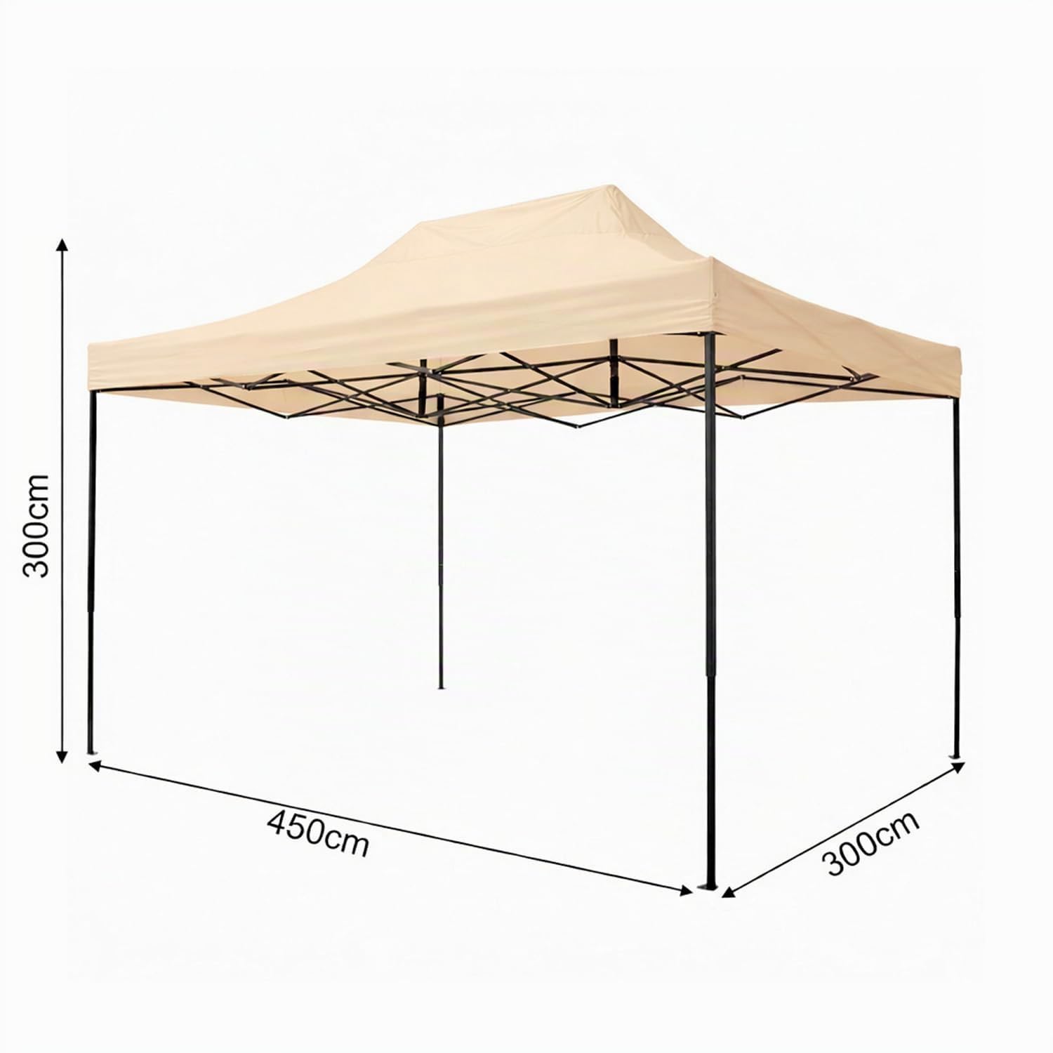 Gazebo Professionale 3x4.5 M Richiudibile Automatico In Acciaio Con Telo Oxford 1200D PVC Impermeabile e Anti UV Struttura a Fisarmonica con Sacche Zavorra e Borsa Trasporto Sagre Feste (Beige)