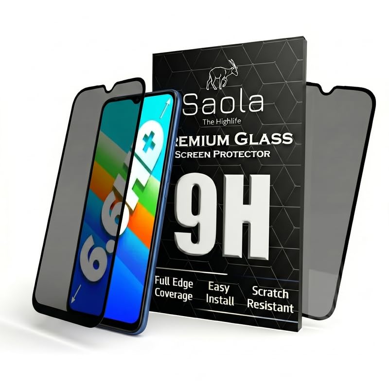 Image of Saola Ultra Privacy Tempered Glass For Infinix Smart 6 HD (PACK OF 1) with Free Installation Kit. (In-Screen FingerPrint Lock will not work with the Privacy Guard because of it's Spy Coating) - 6.6 inch