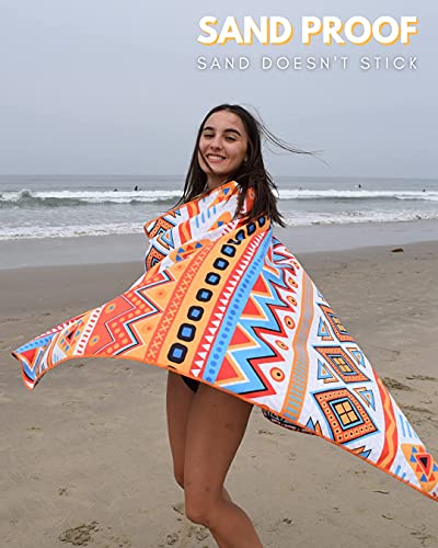 ECCOSOPHY Microfiber Beach Towel for Adults - Oversized Travel Beach Towels with Pouch - 71x35 inch Quick Dry Pool Towels - Large Sand Free Beach Towels (Acapulco)