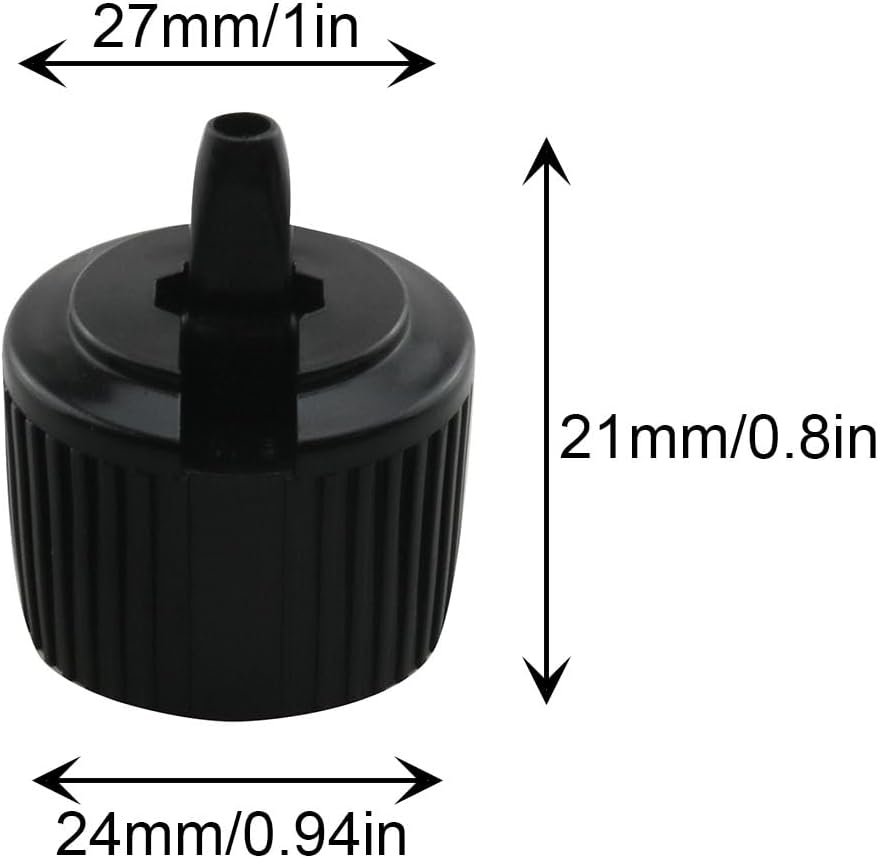 15PCS 24 Teeth 410 Tip Plastic Black Abrasive Bottle Cap Diluent Dispensing Reusable Flip Top Cap For Shampoo Lotion Moisturizer Replacement