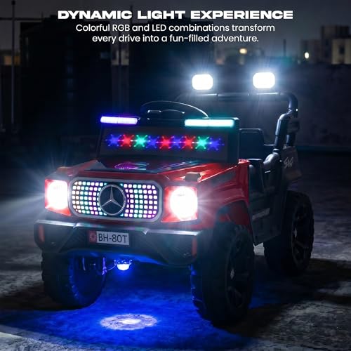 Image of Baybee SpeedRover Baby Battery Operated Jeep for Kids | Ride on Toy Electric Car with 4x4 Motors, Swing Mode, Led Lights & Music | Rechargeable Electric Ride on Toy Car for Kids 2 to 6 Years (Red)
