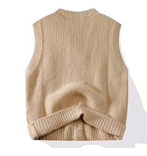 Jegsnoe Men Sweater Vest V Neck Knitted Sleeveless Sweater Loose Casual Cardigan Vest Sweater2