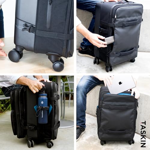 Taskin Denali | Large 4 Wheel Hardside Hybrid Spinner Carry-On Luggage + Detachable Sleeve | Black (Improved)4