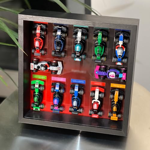 Image of iLuane Display Wallboard for Lego Mystery Box F1 Collectible Race Cars 66796, Holds 12 Cars on One Frame, Adult Collectibles F1 Wall Mount, Home or Office Decor, Black (No Car Included)