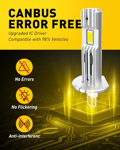 Image of AUXITO H1 Bulb - 6X Brightness 6500K White, Plug & Play Installation, No Adapters Needed, 99% Vehicle Compatible, Enhanced Night Vision， Pack of 2