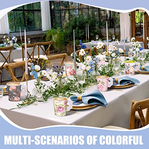 Gerrii 200 Pcs Floral Tea Party Tea Cups With Handle 4Oz Vintage Flowers Paper Tea Cups Disposable Paper Espresso Cups Teacup For Wedding Bridal Spring Tea Party Girls Birthday Baby Shower, 5 Styles #TOP4