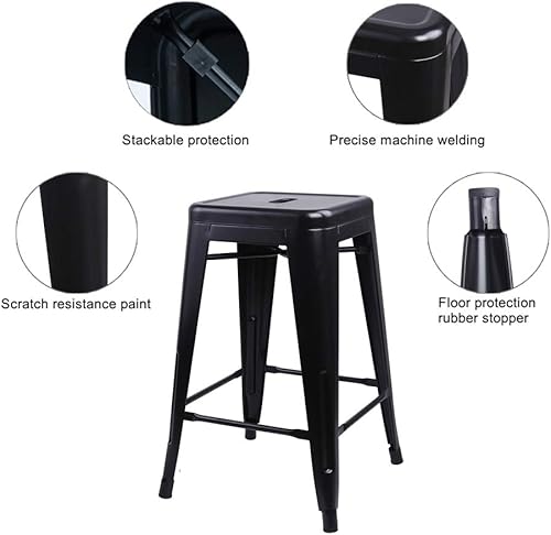 Miniatura 265 de GIA Taburete de mostrador sin respaldo de 24 pulgadas, cantidad de 4, bronce con asiento de madera clara Negro -,Café,Gris,gris, (Gun