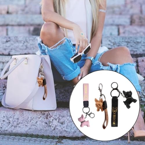 Zwenjuan Bulldogge Schlüsselanhänger,3 Stück Hund Anhänger Schlüsselbund,Cartoon Hund Schlüsselanhänger,für Frauen,Herren,Tasche,Rucksack,Auto Schlüssel,Anhänger,Handtasche Dekoration